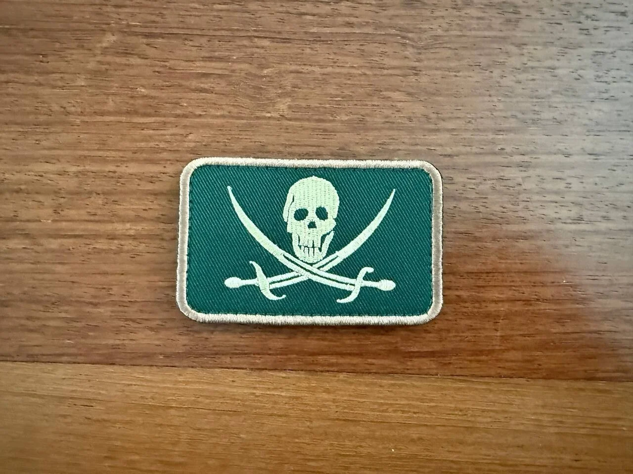 Russian Pirate Skull Patch - Green Background - Military Badge